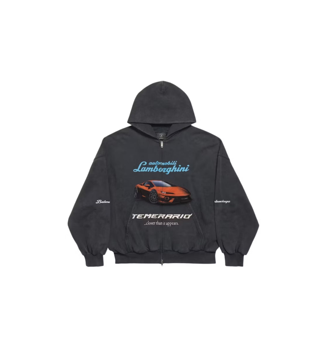 Balenciaga Automobil Lamborghini Zip-Up Small Fit Hoodie