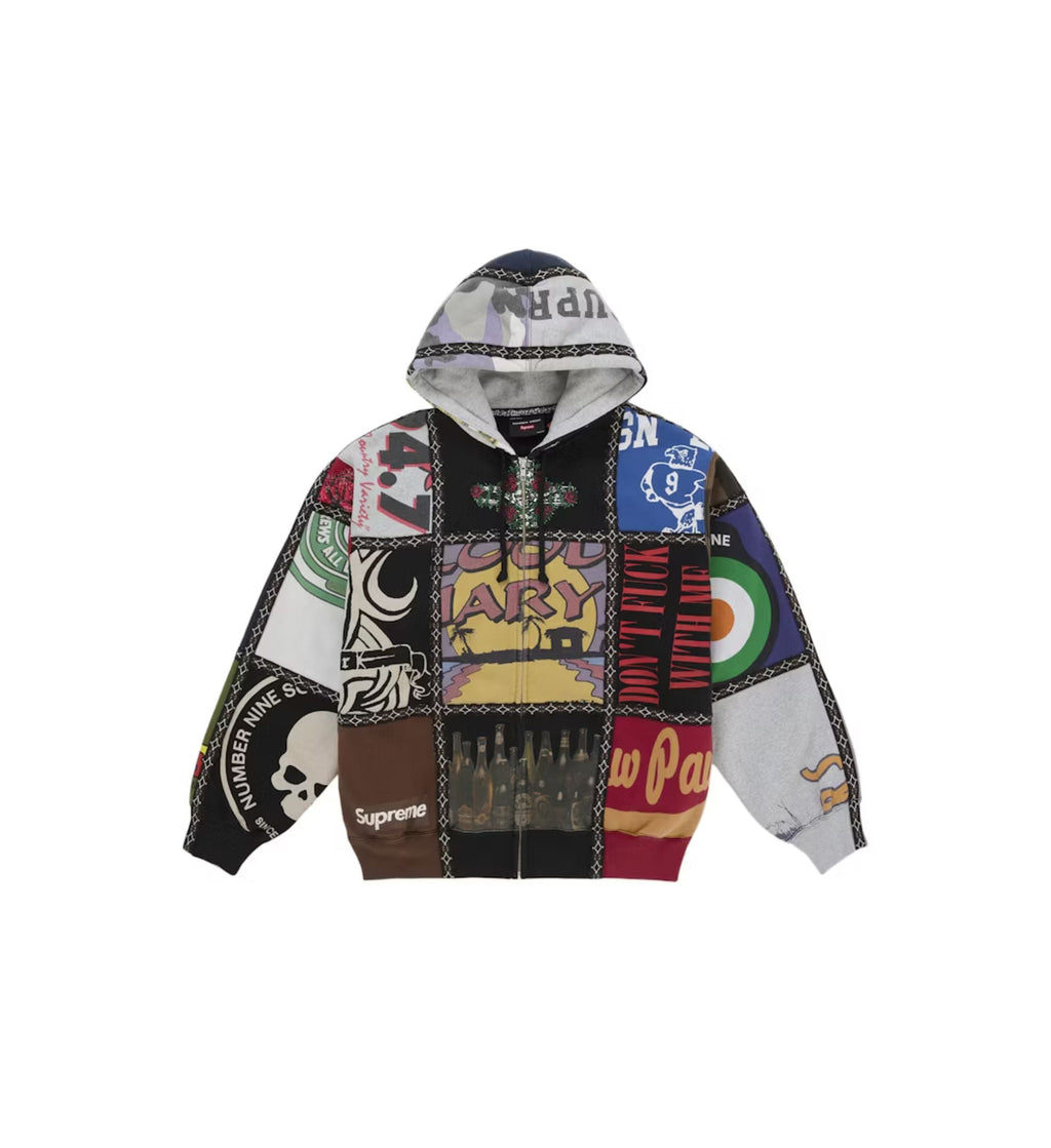 Supreme Number (N)ine Patchwork Zip Up Hooded Sweatshirt