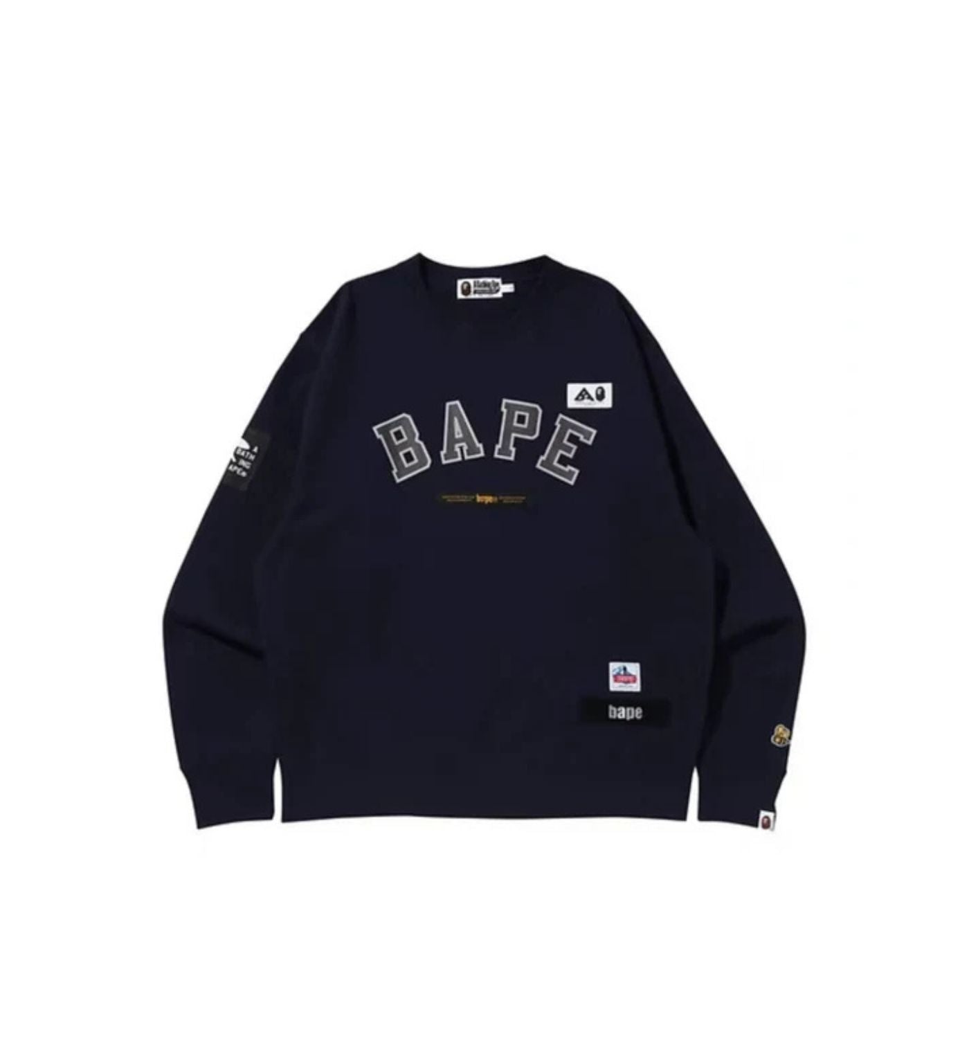 BAPE Multi Label Relaxed Fit Crewneck 'Navy'