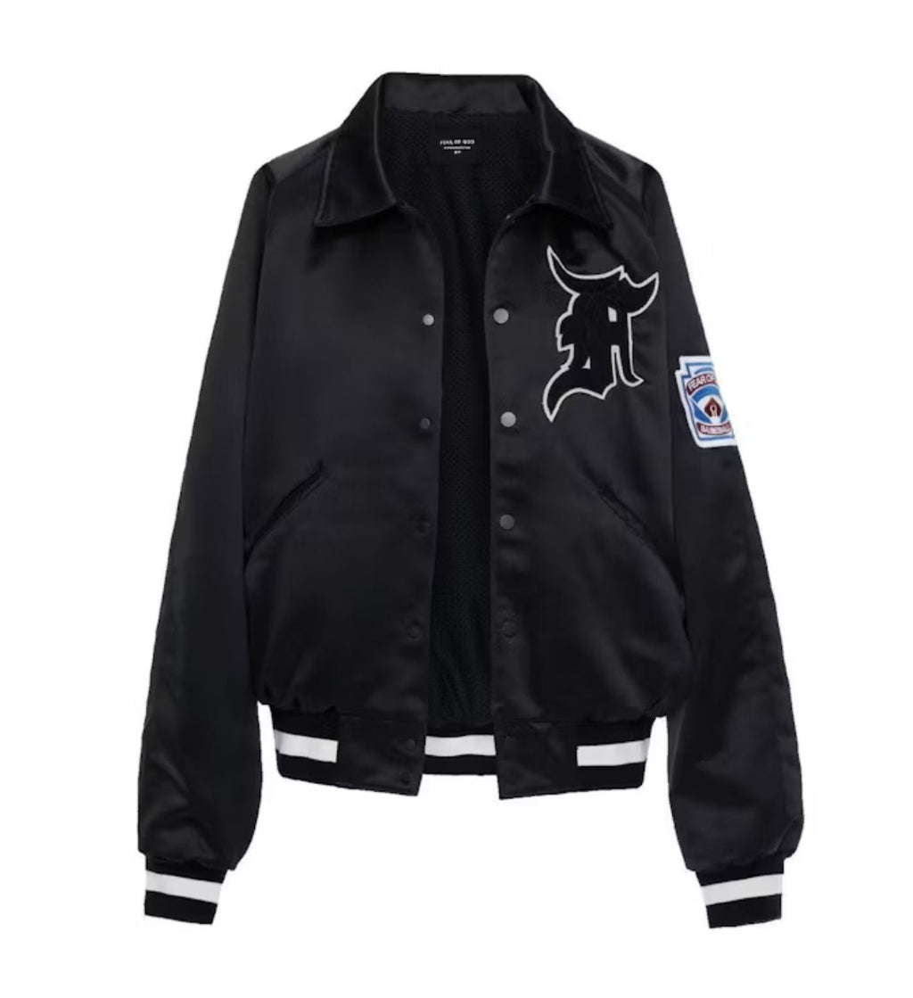 Fear of God Satin MANUEL Baseball Coaches Jacket Black