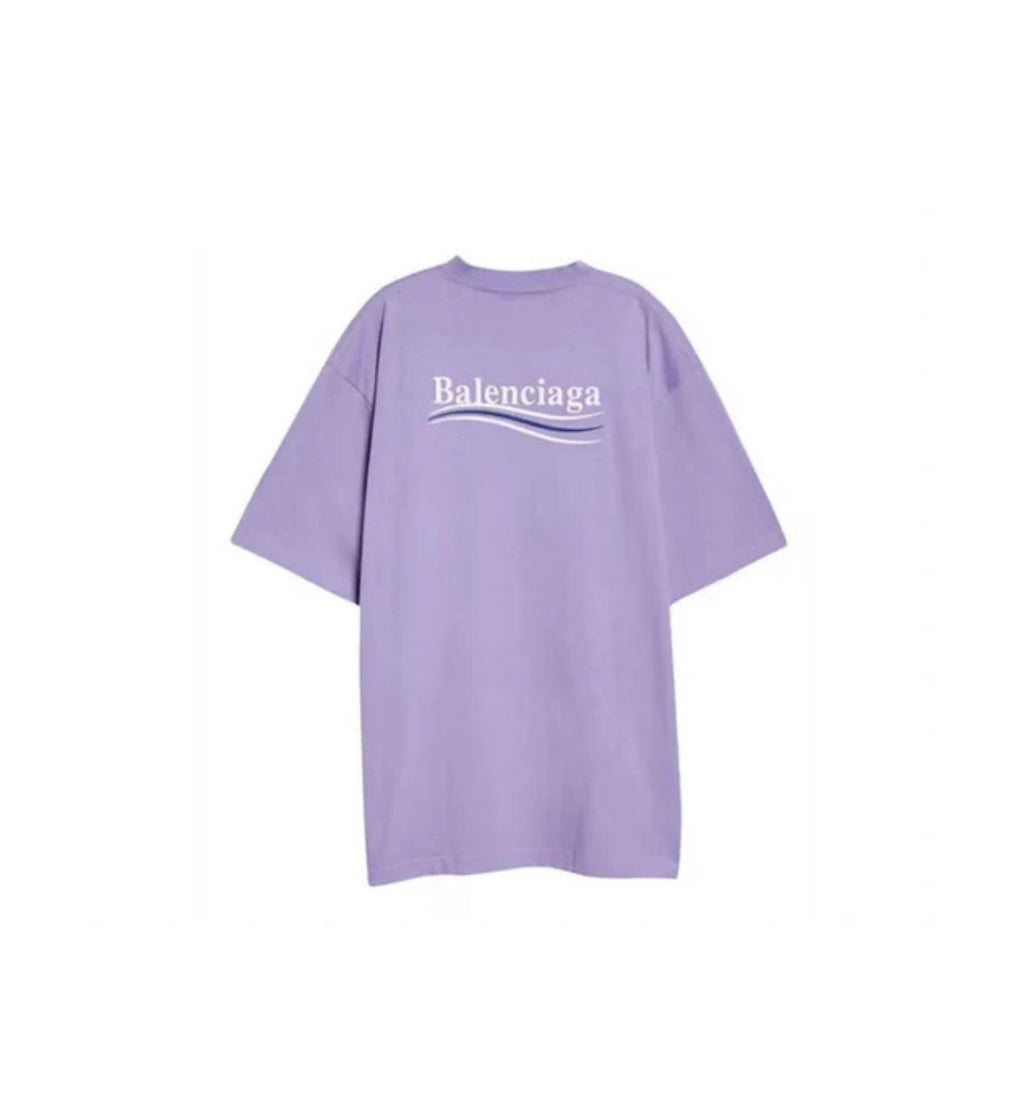 Balenciaga Political Campaign Oversized Logo-Print T-shirt Purple