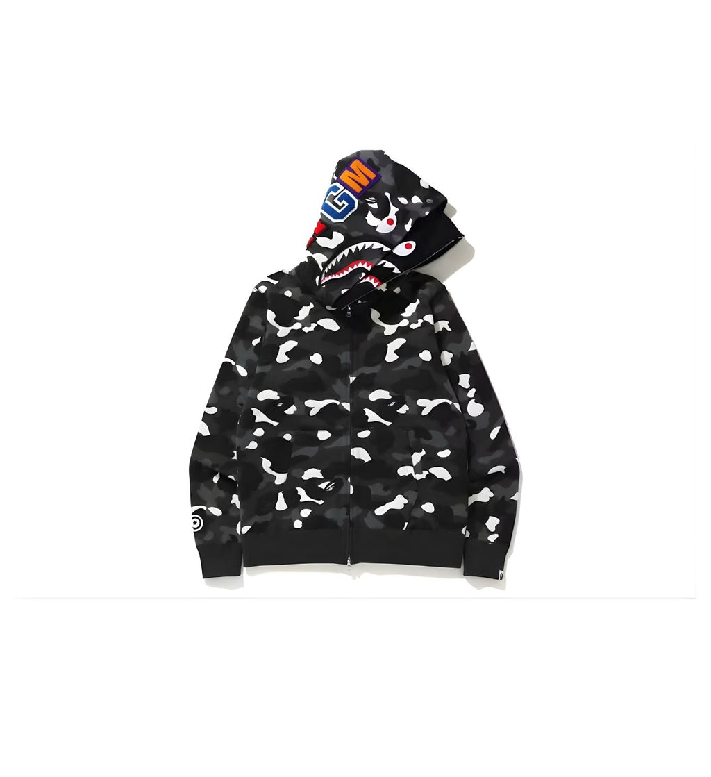 BAPE City Camo Shark Wide Full Zip Double Hoodie