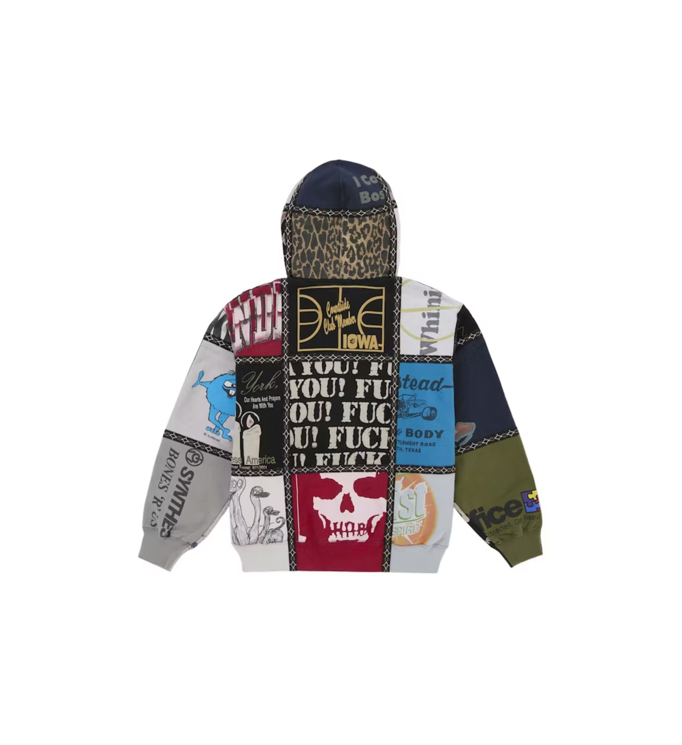 Supreme Number (N)ine Patchwork Zip Up Hooded Sweatshirt