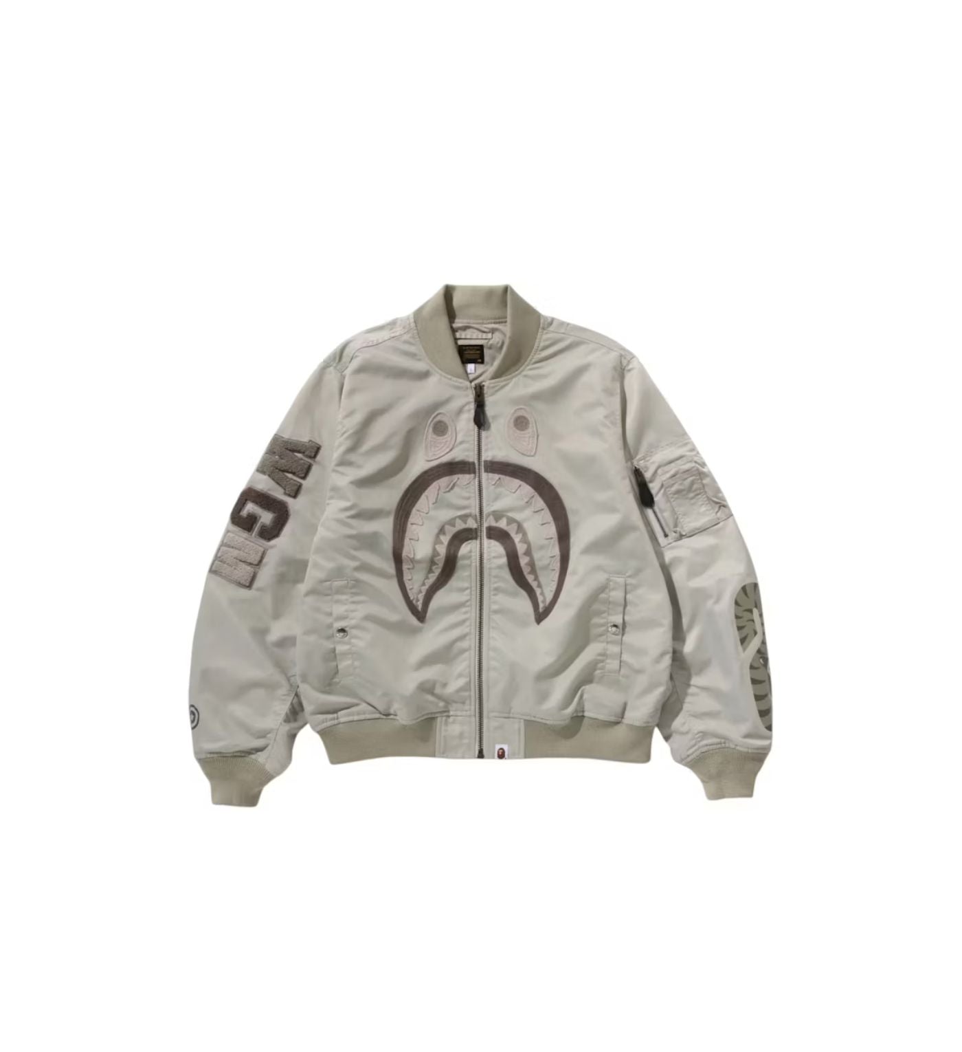 BAPE Tonal Chain Stitch Shark Bomber Jacket